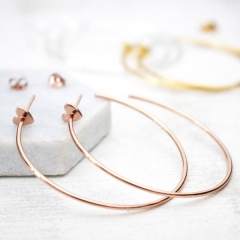 Customized Jewelry 18K Gold Plated Small Heart Big Wire Hoop Earrings