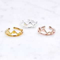 New Fashion 14K Gold Over High Polish Low Mountain Ring Adjustable Size