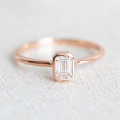 Landou Jewelry Rose Gold Plated Emerald Cut Solitaire Engagement Ring