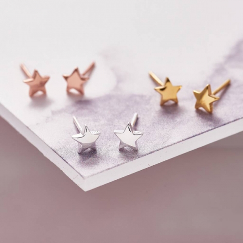 Tiny Design Sterling Silver Mini Star Stud Earrings for Young Girls
