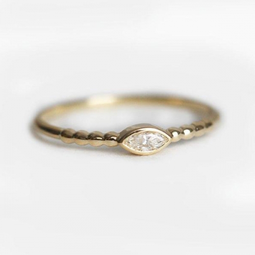 Simple Sterling Silver Marquise Ring, Sideways Cubic Zirconia Dainty Ring