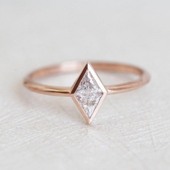 Sterling Silver Cubic Zirconia Rose Gold Plated Dainty Wedding Ring