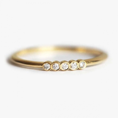 Dainty Collection Sterling Silver 5-CZ Bezel Setting Half Eternity Band Ring