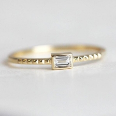 925 Sterling Silver 14K Gold Over Delicate Engagement Band Ring