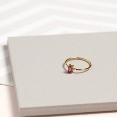 Dainty Collection Sterling Silver 14K Yellow Gold Garnet Rhodolite Solitaire Ring