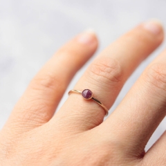 Dainty Design Rose Gold Sterling Silver Solitaire Ruby Gemstone Mini Finger Ring