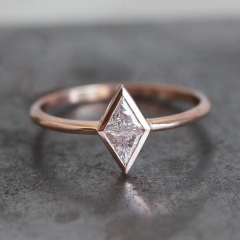 Sterling Silver Cubic Zirconia Rose Gold Plated Dainty Wedding Ring