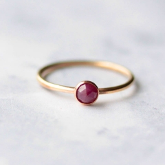 Dainty Design Rose Gold Sterling Silver Solitaire Ruby Gemstone Mini Finger Ring