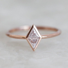 Sterling Silver Cubic Zirconia Rose Gold Plated Dainty Wedding Ring