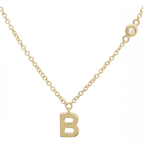 Fancy Jewelry Sterling Silver Cubic Zirconia B Initial Necklace for Women