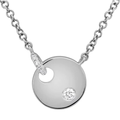 Rose Plated Sterling Silver Cubic Zirconia Round Stackable Women's Necklace