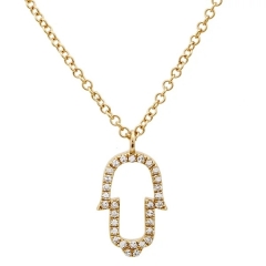 Small Open Hamsa Hand Pendant Necklace in 925 Sterling Silver