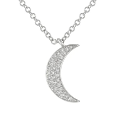 China Jewelry Sterling Silver Cubic Zirconia Half Moon Pendant Necklace