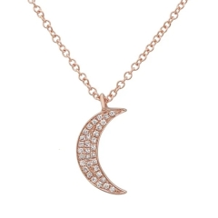 China Jewelry Sterling Silver Cubic Zirconia Half Moon Pendant Necklace