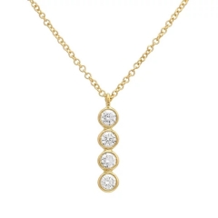 Unique Women's Necklace 14k Yellow Gold Cubic Zirconia Chain Necklace