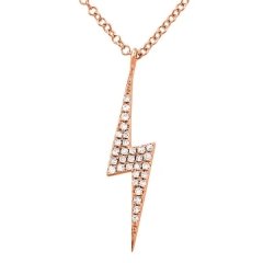 Simple Design Sterling Silver CZ Lightning Bolt Necklace Women Jewelry