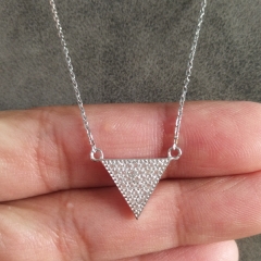 China Supplier Sterling Silver Cubic Zirconia Triangle Necklace Wholesale