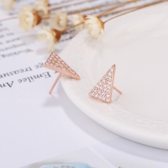 Fashion 925 Sterling Silver Micropave CZ Triangle Stud Earrings for Women