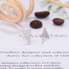 Fashion 925 Sterling Silver Micropave CZ Triangle Stud Earrings for Women