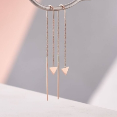 Fancy Jewelry 925 Sterling Silver Triangle Threader Chain Earrings