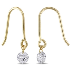 14K Yellow Gold Plated Sterling Silver Cubic Zirconia Hook Earrings