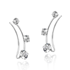 Sparkling Cubic Zirconia Thread Slide Sterling Silver Climber Earrings