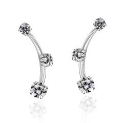 Sparkling Cubic Zirconia Thread Slide Sterling Silver Climber Earrings