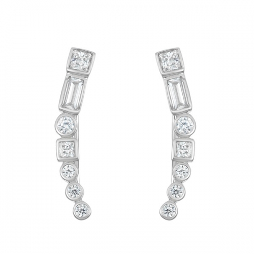 Hot Sale Sterling Silver Multi-Shaped Cubic Zirconia Ear Crawler Earrings