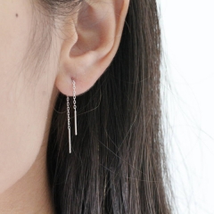 Simple Jewelry Sterling Silver Chain Earrings Ear Threader for Women