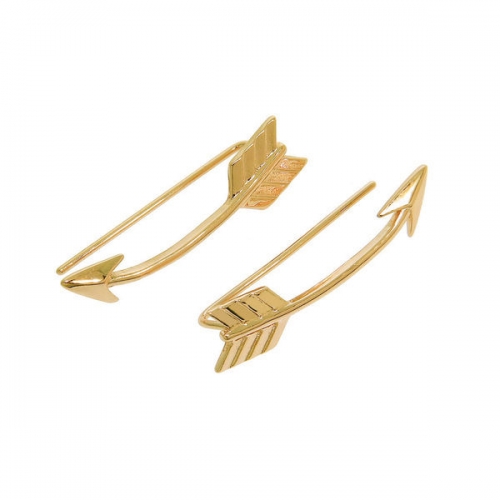 14K Rose Gold Plated High Polish Cupids Arrow Climber Earrings for Girl