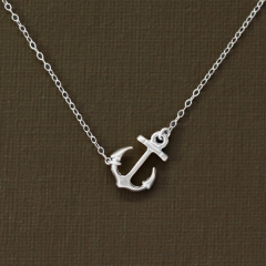 Fine Jewelry Sterling Silver High Polish Anchor Necklace Women Jewelry