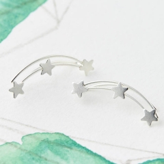 Petite Jewelry 925 Sterling Silver Matt Finished Star Ear Climber Earrings