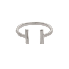 Adjustable Size Sterling Silver High Polish Double Bar Open Finger Ring