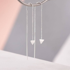 Fancy Jewelry 925 Sterling Silver Triangle Threader Chain Earrings