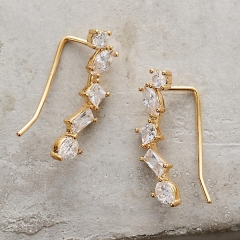 Delicate Women Jewelry Fashion Sterling Silver CZ Earrings Ear Climbers