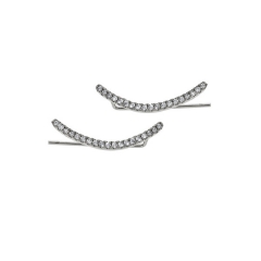 Fashion Sterling Silver Pave Cubic Zirconia Arc Ear Cuff Climber Earrings