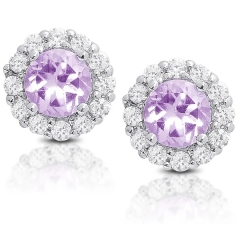 Sterling Silver Gemstone and Cubic Zirconia Stud Earrings Set for Spanish