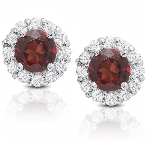 Sterling Silver Gemstone and Cubic Zirconia Stud Earrings Set for Spanish