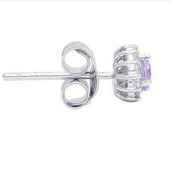 Sterling Silver Gemstone and Cubic Zirconia Stud Earrings Set for Spanish