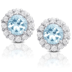 Sterling Silver Gemstone and Cubic Zirconia Stud Earrings Set for Spanish