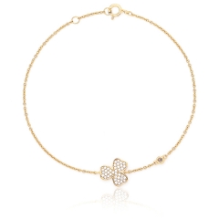 14K Yellow Gold Plated Stering Silver Cubic Zirconia Clover Bracelet Women