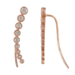 Rose Gold Plated Sterling Silver Fake Diamond Climbers Ear Earrings