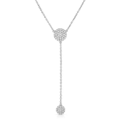 Fine Jewelry Sterling Silver Cubic Zirconia Double Circle Lariat Drop Necklace