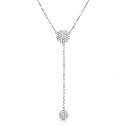 Fine Jewelry Sterling Silver Cubic Zirconia Double Circle Lariat Drop Necklace