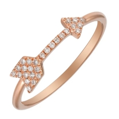 Rose Gold Plated Sterling Silver Artificial Diamond Proposal Arrow Ring