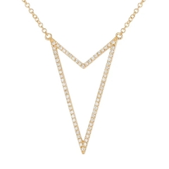 Sterling Silver Yellow Gold Plated Cubic Zirconia Arrow Design Necklace
