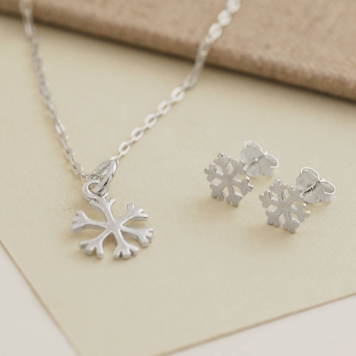 Sterling Silver Snowflake Necklace and Earrings with Best Price