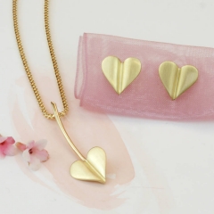 Sterling Silver Love Grows Heart Pendant Necklace Earrings Set