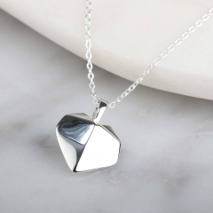 Stunning 925 Sterling Silver Origami Heart Pendant Necklace