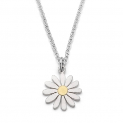 Aster Flower Pendant Necklace in 925 Sterling Silver and 18K Yellow Gold